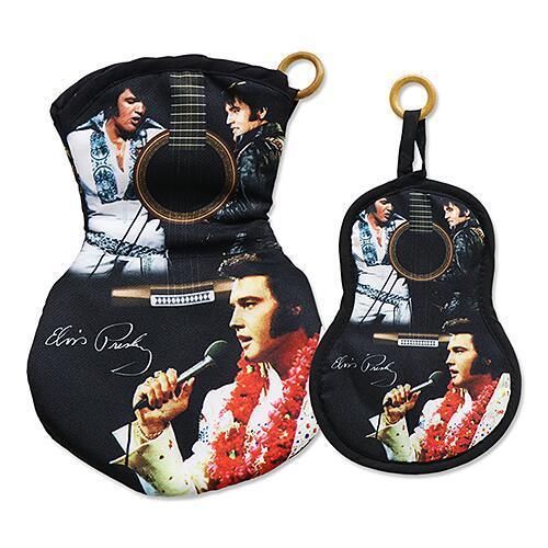 エルヴィス・プレスリー オーブン ミトン ＆ ポット ホルダー セット Guitar Shape 3...