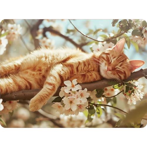 ＜ダイナー マット＞　猫 オン チェリーツリー　程よい吸水性と弾力のあるランチョンマット