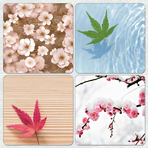 【SAKEマット】 春夏秋冬セット ｜酒器・ボトル対応 吸水マット　酒マット