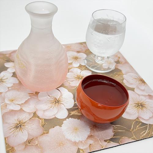 【SAKEマット】　桜　｜酒器・ボトル対応 吸水マット　酒マット