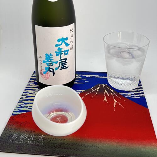 【SAKEマット】北斎 赤富士（凱風快晴）　｜酒器・ボトル対応 吸水マット　酒マット