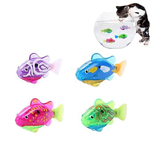 4パック猫おもちゃ 肥満解消 ストレス解消 ペット用品 水泳ロボット魚のおもちゃ