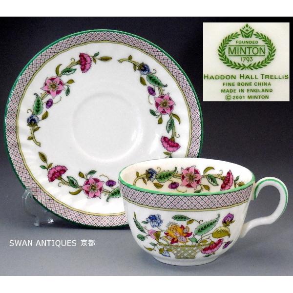 英国製 ミントン Minton 2001年  ハドンホール  トレリス  カップ＆ソーサー 廃盤品