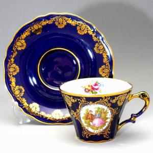 フランス　リモージュ Limoges コバルトブルー GUARNTEED FIRST QUALITY カップ＆ソーサー 一級品｜swan-antiques