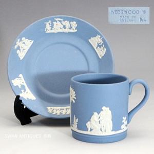 ウェッジウッド Wedgwood 英国製 ジャスパー ペールブルー　デミタスカップ＆ソーサー