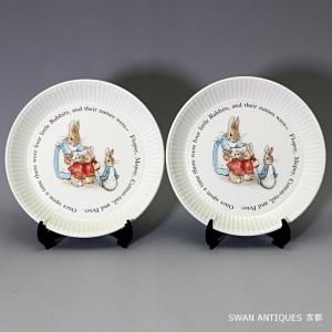 ウェッジウッド Wedgwood ピーターラビット プレート 皿　英国製 15.3cm 廃版品  2枚セット｜swan-antiques