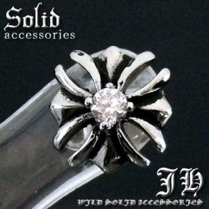 ステン製で最安777円 １個売り フレアクロス煌きGlass白煌きGlass ステンレスピアス スタ...