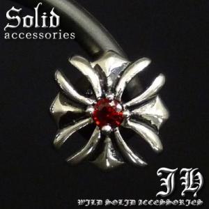 ステン製で最安777円 １個売り フレアクロス煌きGlass赤煌きGlass ステンレスピアス スタ...