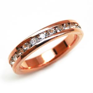 輝く煌きカットGlass かわいいピンキーリング 高級プラチナRG加工 パーティー 結婚式 プレゼントにも ピンクゴールド kor294 おしゃれ