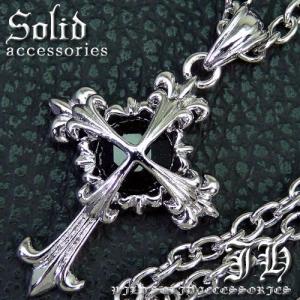 n691 送料無料 今だけ 1280円 大粒 天然オニキスクロスsv ネックレス