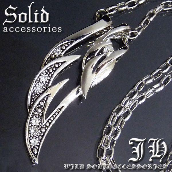 n767 一押し トライバルデビルフェザー煌きGlass２連topネックレス シルバーcolor 羽...