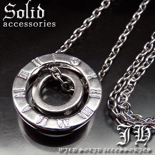 ペアにもオススメ 今だけ値下げ 煌きカットＧｌａｓｓストーン ローマ数字 ダブルリングネックレス ジ...