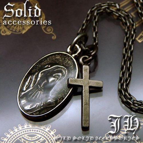 今だけ送料無料 アンティークシルバcolor聖母マリア 十字架ネックレス クロス ジュエリー アクセ...
