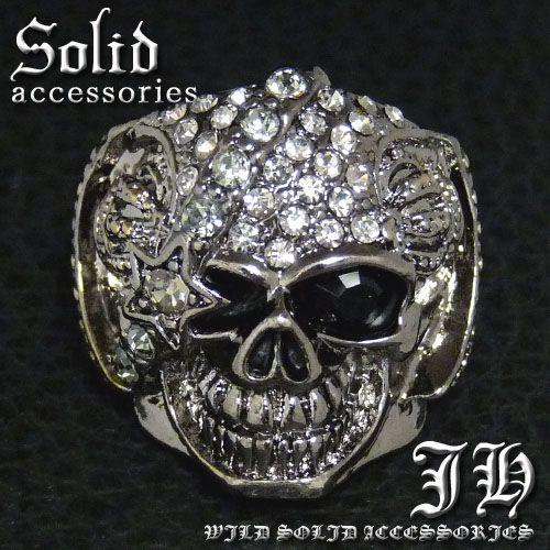 R249 送料無料 スカル煌きGlassブラック煌きGlass高級ガンメタブラックRG加工リング 指...