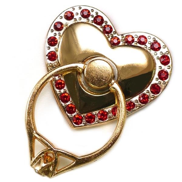 在庫限り スマホリング おしゃれ ハート キラキラ 赤 レッド ゴールド cr バンカーリング かわ...