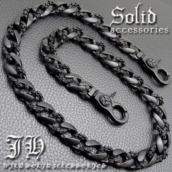 超ヘビー級 クロス ウォレットチェーン 十字架 マットブラック 黒 喜平 お兄系 メンズ おしゃれ ...