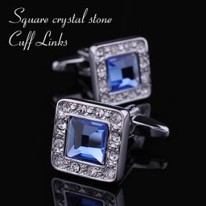 カフスボタン メンズ おしゃれ ブルー クリスタル