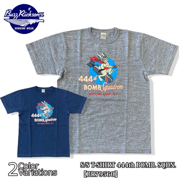 Buzz Rickson's "444th BOMB SQ" SLUB YARN T-SHIRT B...