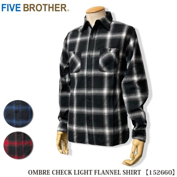 FIVE BROTHER OMBRE CHECK LIGHT FLANNEL SHIRT 15266...