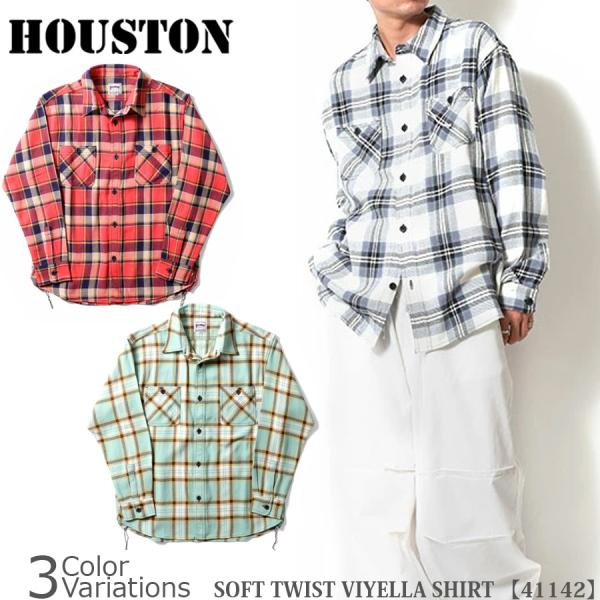 HOUSTON（ヒューストン） SOFT TWIST VIYELLA SHIRT ソフトツイストビエ...