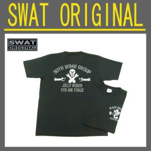 Tシャツ　メンズ　半袖　/　ミリタリーTシャツ　90 BOMB GROUP 5th AIR FORCE (ジョリー ロジャー） 6.2oz　