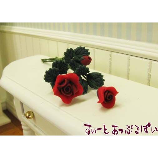 クリックポスト可 ミニチュア　薔薇のプチブーケ　レッド　IDF001R　ドールハウス用
