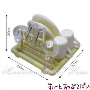 クリックポスト可 ミニチュア　水切りラック　食器付き　MWDM225　ドールハウス用