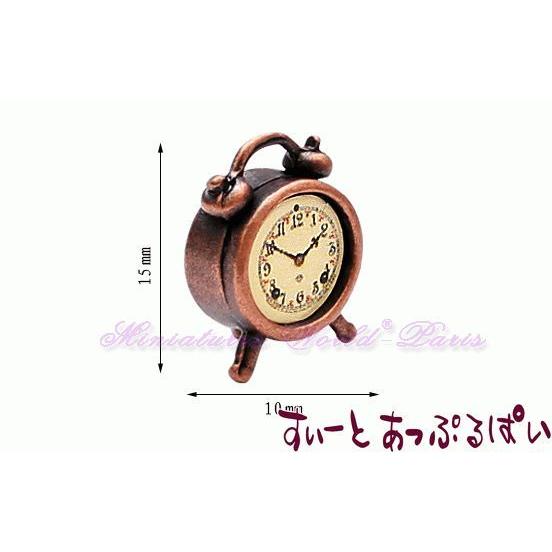 クリックポスト可 ミニチュア　ブロンズの目覚まし時計　MWFM40C　ドールハウス用