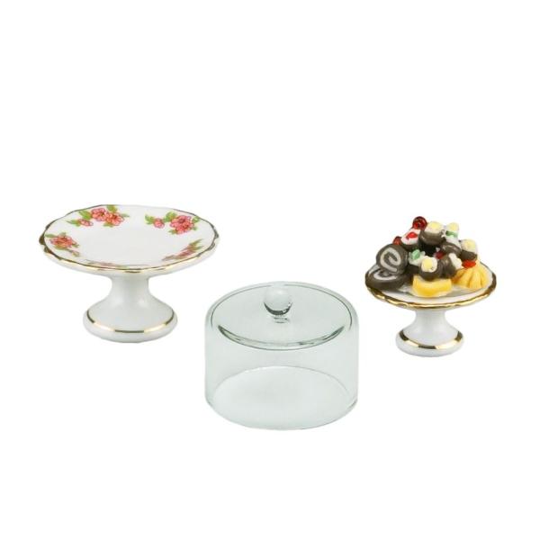 ミニチュア　ロイターミニチュア　ケーキスタンド　ガラスドーム付　RP1664-6　ドールハウス用