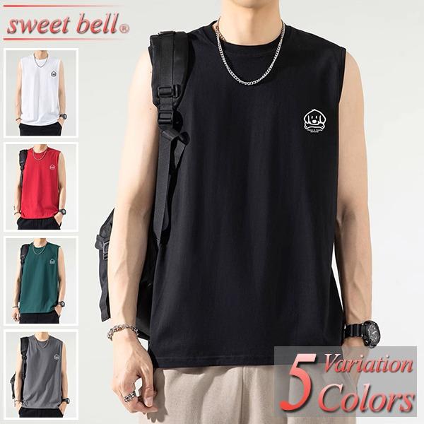 Tシャツ メンズ ノースリーブ タンクトップ カットソー 春 夏 薄手 袖なし 大きいサイズも充実【...