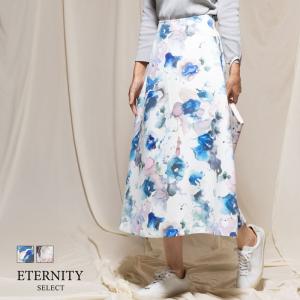 スカート 花柄 オシャレ かわいい ウエストゴム レディース 【ETERNITY】プリント柄スカート フレア 高見え 着回し着痩せ 美シルエット