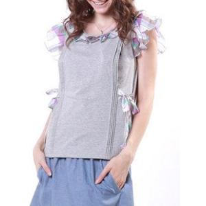 シフォンフリルピンタック授乳トップス　授乳服＆マタニティウェア