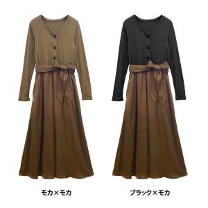 マタニティ 服 マタニティワンピース リブニッ...の詳細画像1