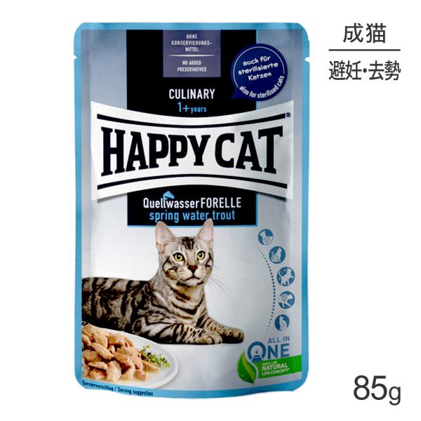 HAPPY CAT ミート in ソース スプリングトラウト パウチ スキンケア 避妊去勢後の成猫用...