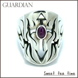 指輪 メンズ ガーディアン GUARDIAN プレート ルビー シルバー ジュエリー アクセサリー リング HeatHaze あすつく対応｜sweet-tea-time