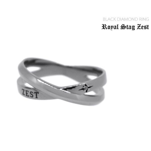 指輪 メンズ ロイヤルスタッグゼスト Royal Stag Zest クロス ブラックダイヤモンド ...