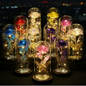 プリザーブドフラワー 金メッキローズ 蝶付き 造...の商品画像