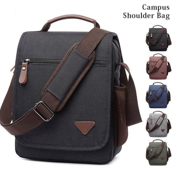 ショルダーバッグ メンズ 斜めがけ 肩掛け キャンバス 帆布 縦型 カバン 撥水 3way 大容量 ...