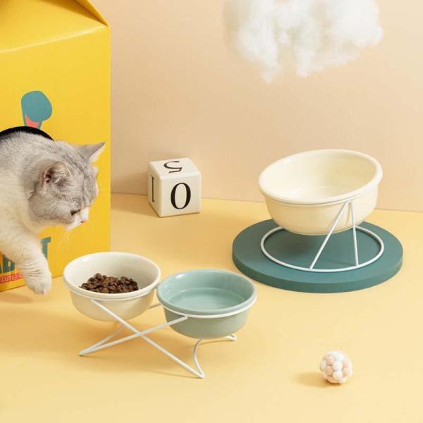猫 犬 フードボウル 食器台 傾斜 陶器 水入れ 斜め 食器 食べやすい 高さ 水飲み セラミック ...
