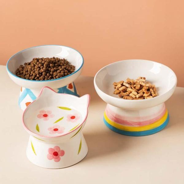 猫 犬 フードボウル 傾斜 陶器 水入れ 斜め 食器 食べやすい 高さ 水飲み セラミック ペット食...