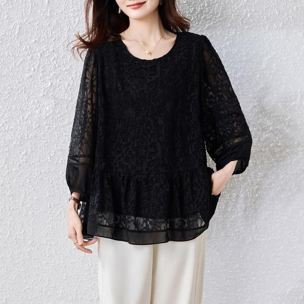 ブラウス レース レディース 春服 春夏 レースブラウス プルオーバー フォーマルシャツ着痩せ ブラ...