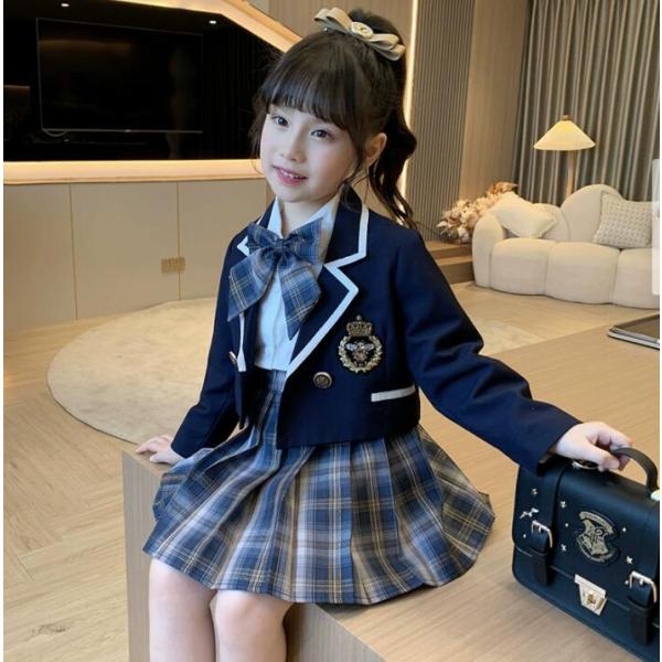 キッズ 女の子 スーツ 子供スーツ ジュニアスーツ フォーマルスーツ 小学校卒業式スーツ 3点セット...