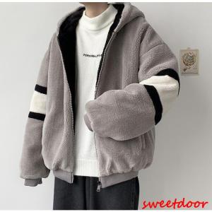 ムートンコートボアジャケットメンズ秋冬厚手ふわふわもこもこアウター