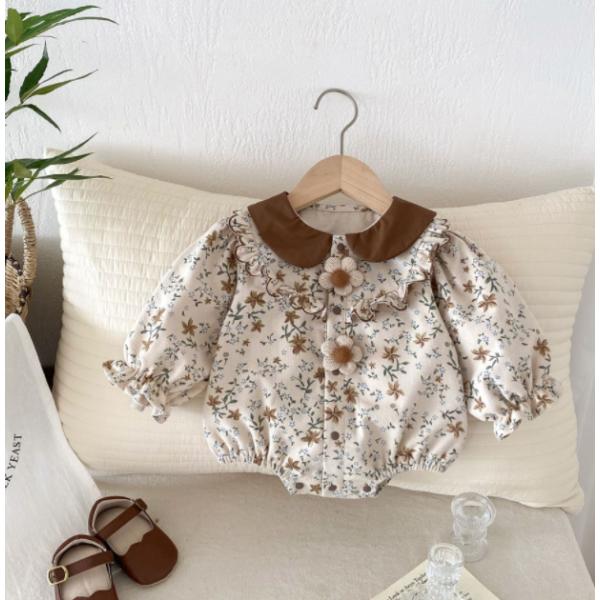 ベビー服 女の子 長袖 春 秋 キッズ服66 73 80 90  カバーオールおしゃれ 花柄 誕生日...