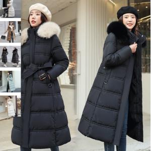 ロングダウンコート レディース ダウン ダックダウン 黒 ブルー M L