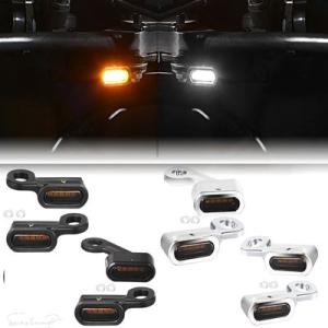 互換品 ハーレー 2X バイク用 LED ウィンカー アンバー 小型ランプ ホワイト ランニングライ...