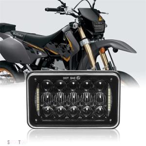 互換品 ホンダ 1個入り DOT ブラック オートバイ DRL ランプ 4X6 LED ヘッドライト...