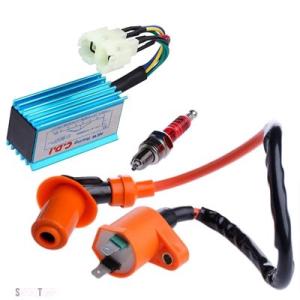 【互換品】 レースパフォーマンスCDIイグニッションコイルスパークプラグ5ピン6ピン/セットGy6 ...