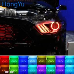 互換品 フォード 最新ヘッドライトマルチカラー RGB LED エンジェルアイズリングアイ DRL ...