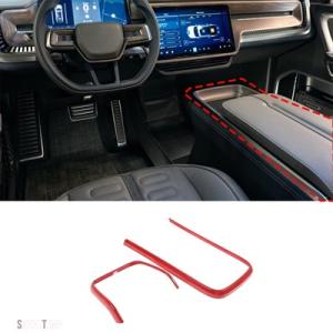 互換品 車パーツ ABS オレンジカーセンターコンソールアームレストボックス外枠装飾ステッカーカーイ...
